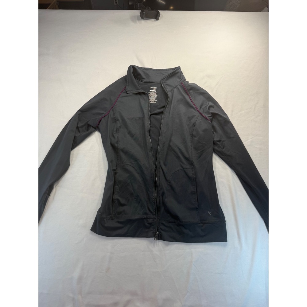 Danskin Now Womens Jacket M 8-10 Gray Full Zip Active Track Athleisure Mock Neck